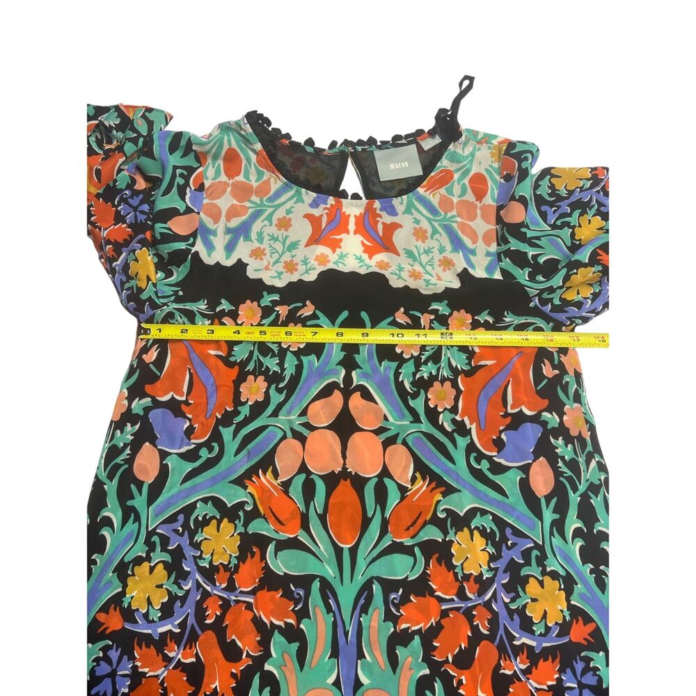 Maeve by Anthropologie Folk art Kimono Top Silk art to wear Indie Hippie SZ 2 - Picture 6 of 8